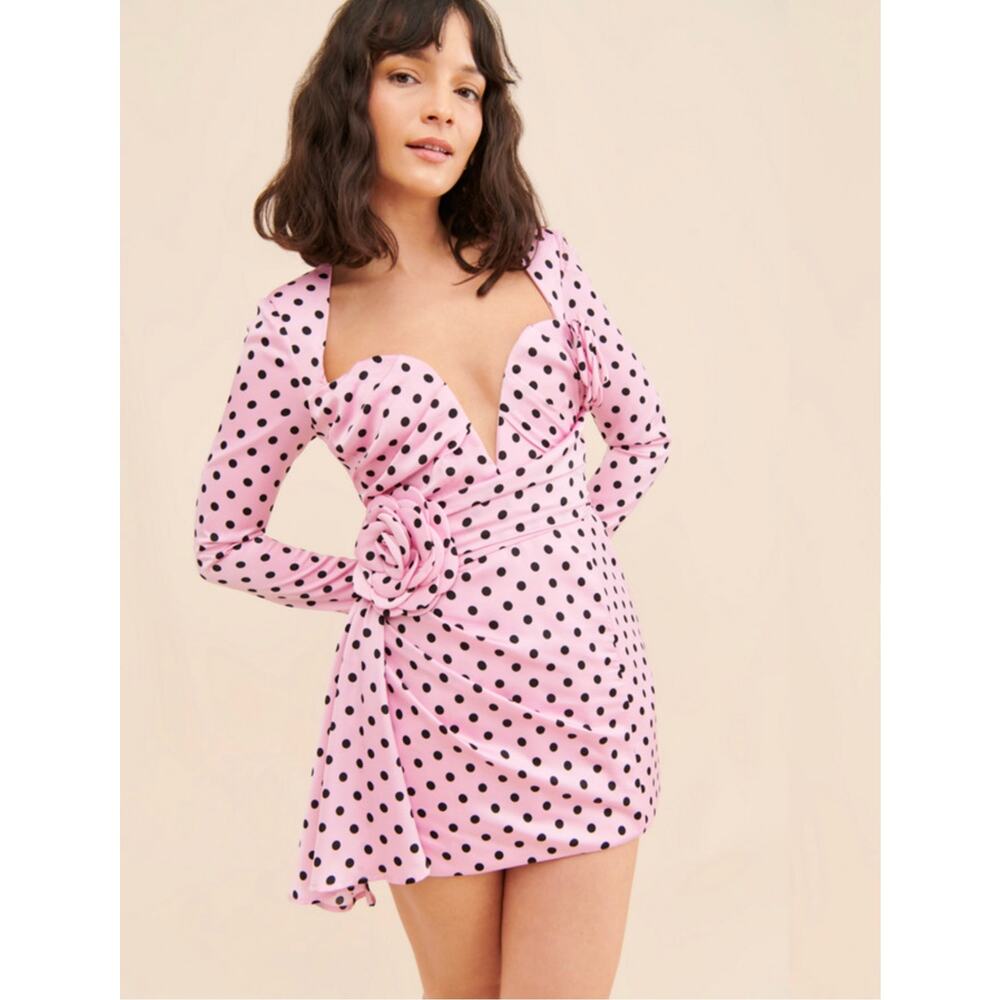 ATOIR The Missy Dress Pink and Black Polka Dots MSRP $330